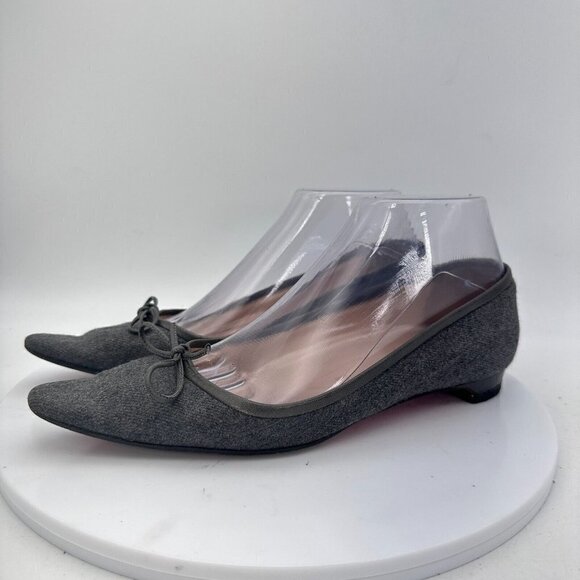 Christian Louboutin Grey Wool Pointed Toe Women Ballet Flat Shoes Size 6 - Picture 1 of 12